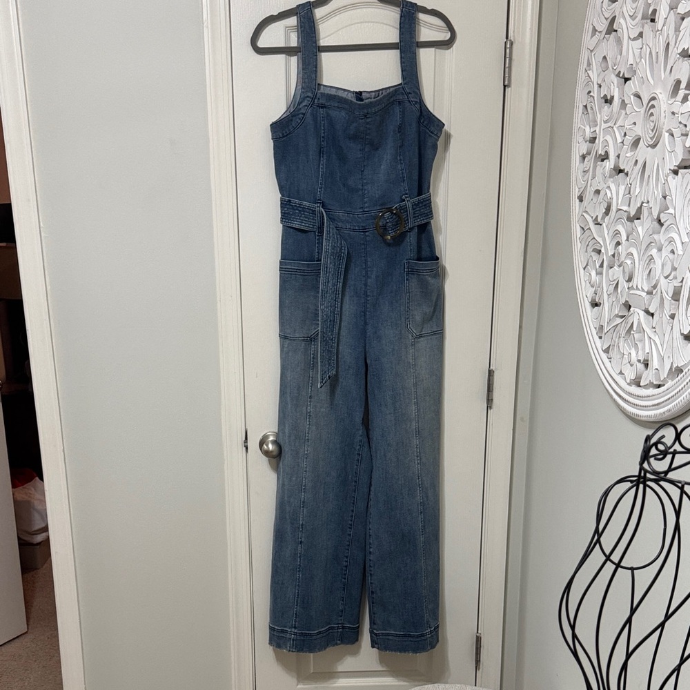 Pilcro Indigo Denim Overalls with Belt